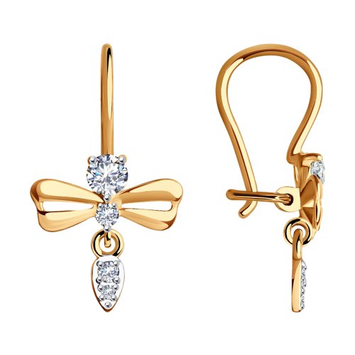 Cercei p-u copii din aur roșu cu pietre Cubic Zirconia Incolor