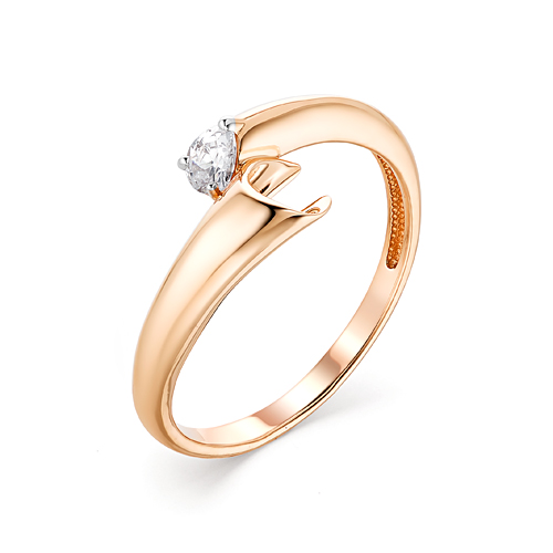 Inel din aur roșu cu pietre Cubic Zirconia Incolor