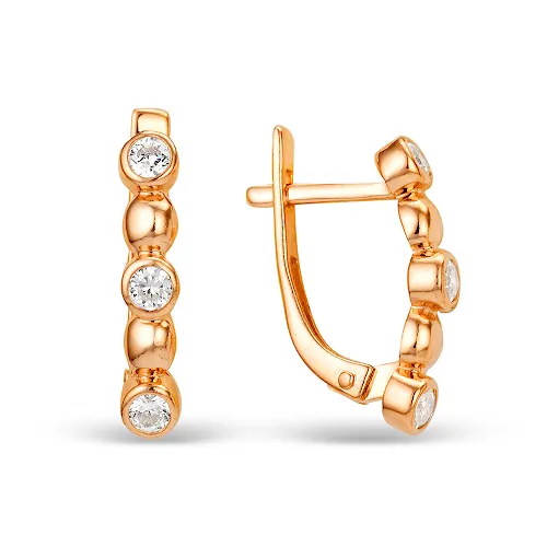Cercei din aur roșu cu Cubic Zirconia Incolor