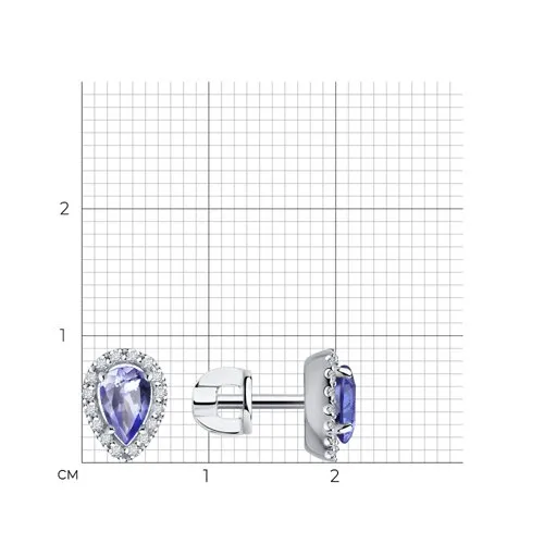 Cercei Pusete din aur alb cu Diamant, Tanzanit