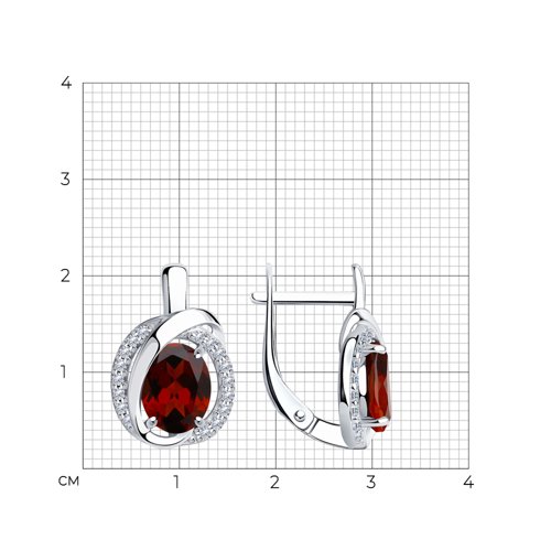 Cercei din argint  cu pietre Cubic Zirconia Incolor, Granat