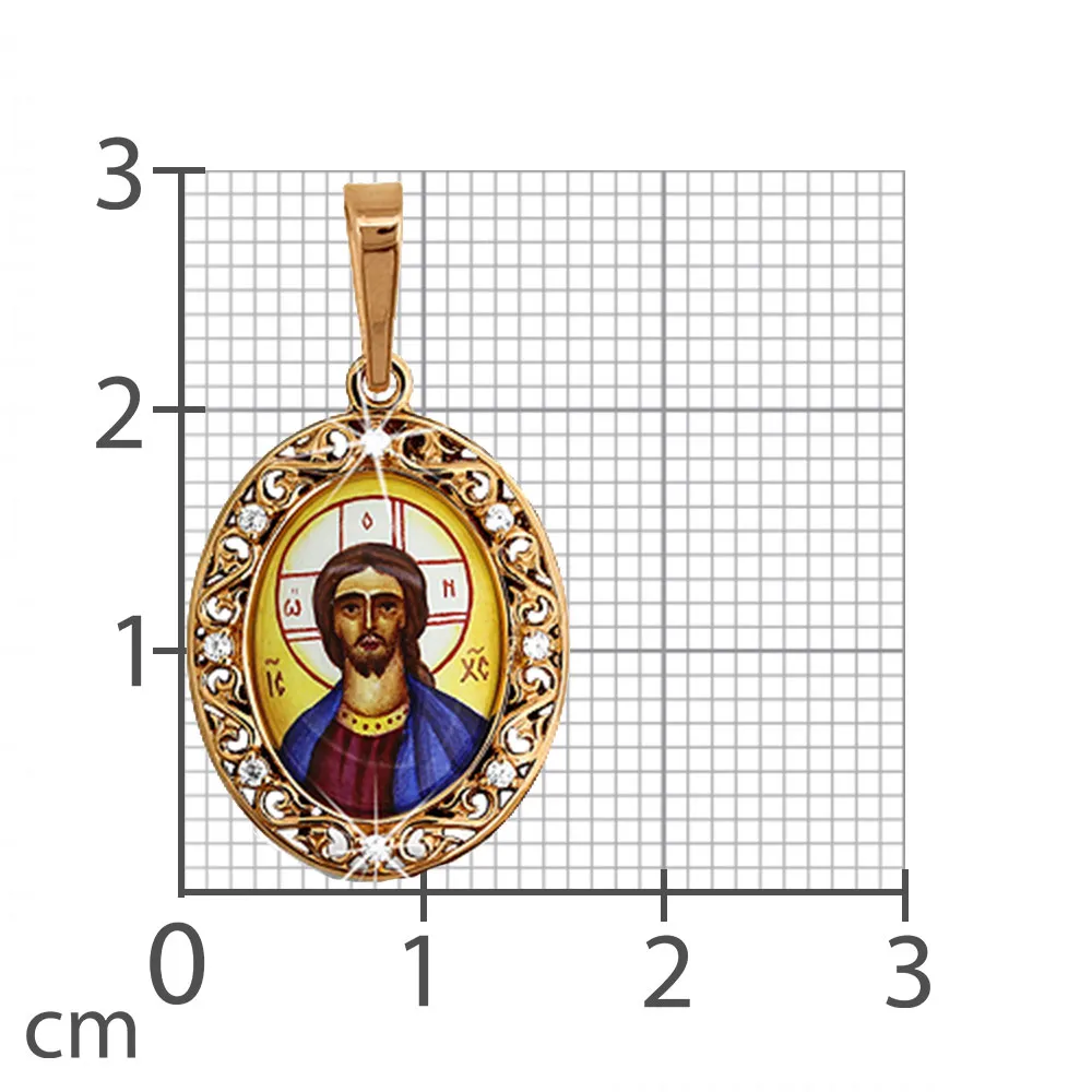 Iconiță din aur roșu cu Cubic Zirconia Incolor