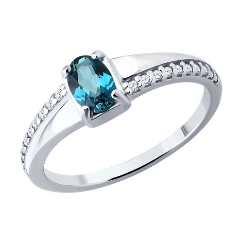 Кольцо из серебра с камнями Фианит, Топаз London