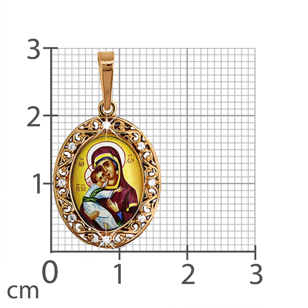 Iconiță din aur roșu cu pietre Cubic Zirconia Incolor