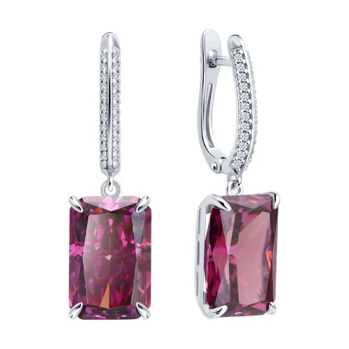 Cercei Suspendați din argint  cu pietre Cubic Zirconia Incolor, Cubic Zirconia Roz