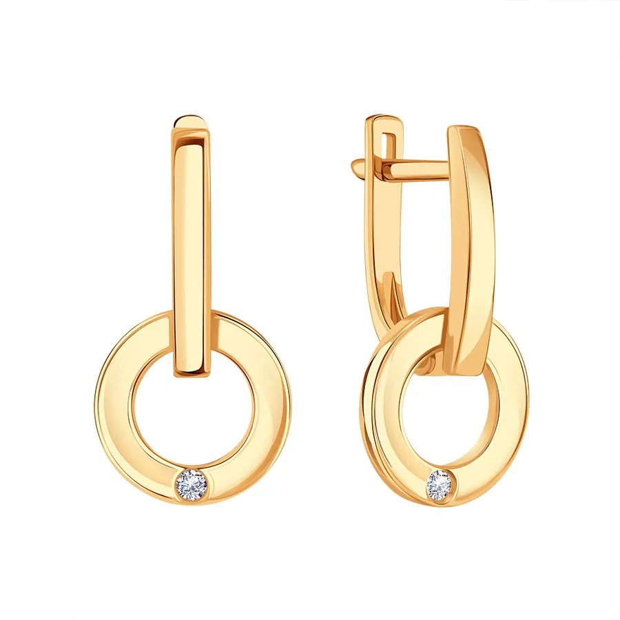 Cercei din aur roșu cu Cubic Zirconia Incolor