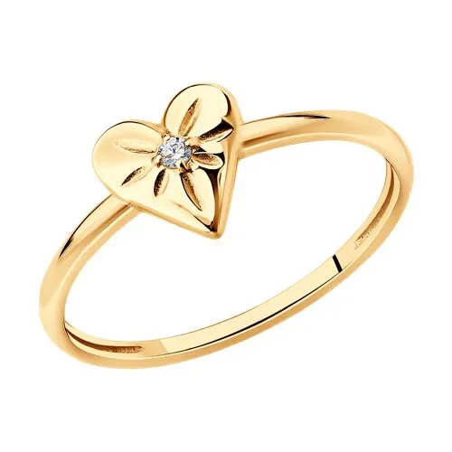 Inel din aur roșu cu Cubic Zirconia Incolor