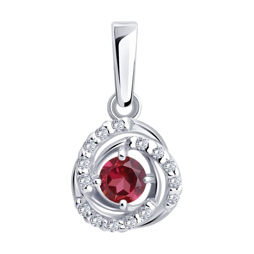 Pandantiv din argint  cu pietre Cubic Zirconia Incolor, Rubin