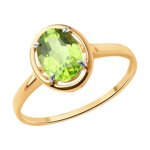 Кольцо из красного золота с камнями Хризолит