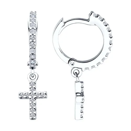 Cercei Creole din argint cu Cubic Zirconia Incolor
