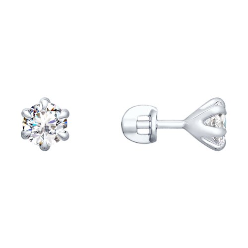 Cercei Pusete din argint  cu pietre Cubic Zirconia Incolor