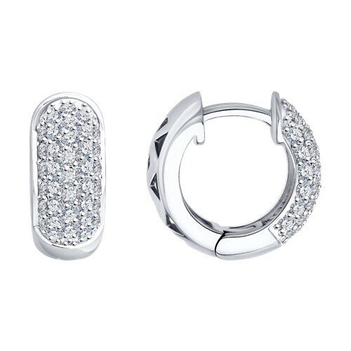 Cercei Creole din aur alb cu pietre Diamant
