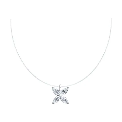 Colier din argint cu Cubic Zirconia Incolor, Fir transparent