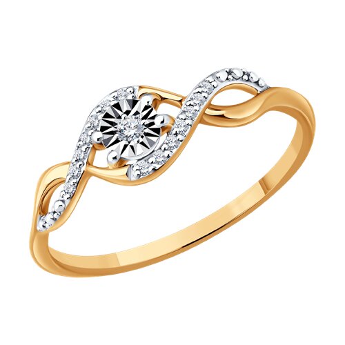 Inel din aur alb și roșu cu pietre Diamant