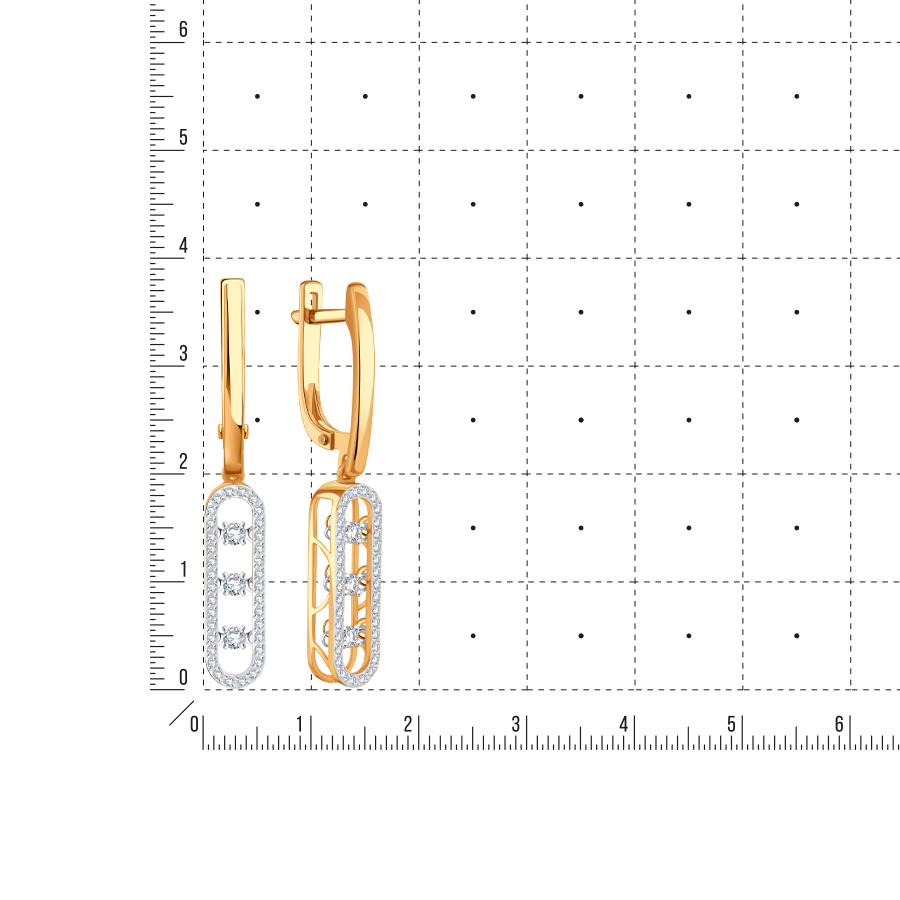 Cercei Suspendați din aur roșu cu pietre Diamant