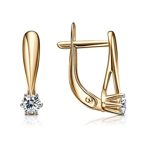 Cercei din aur roșu cu Cubic Zirconia Incolor