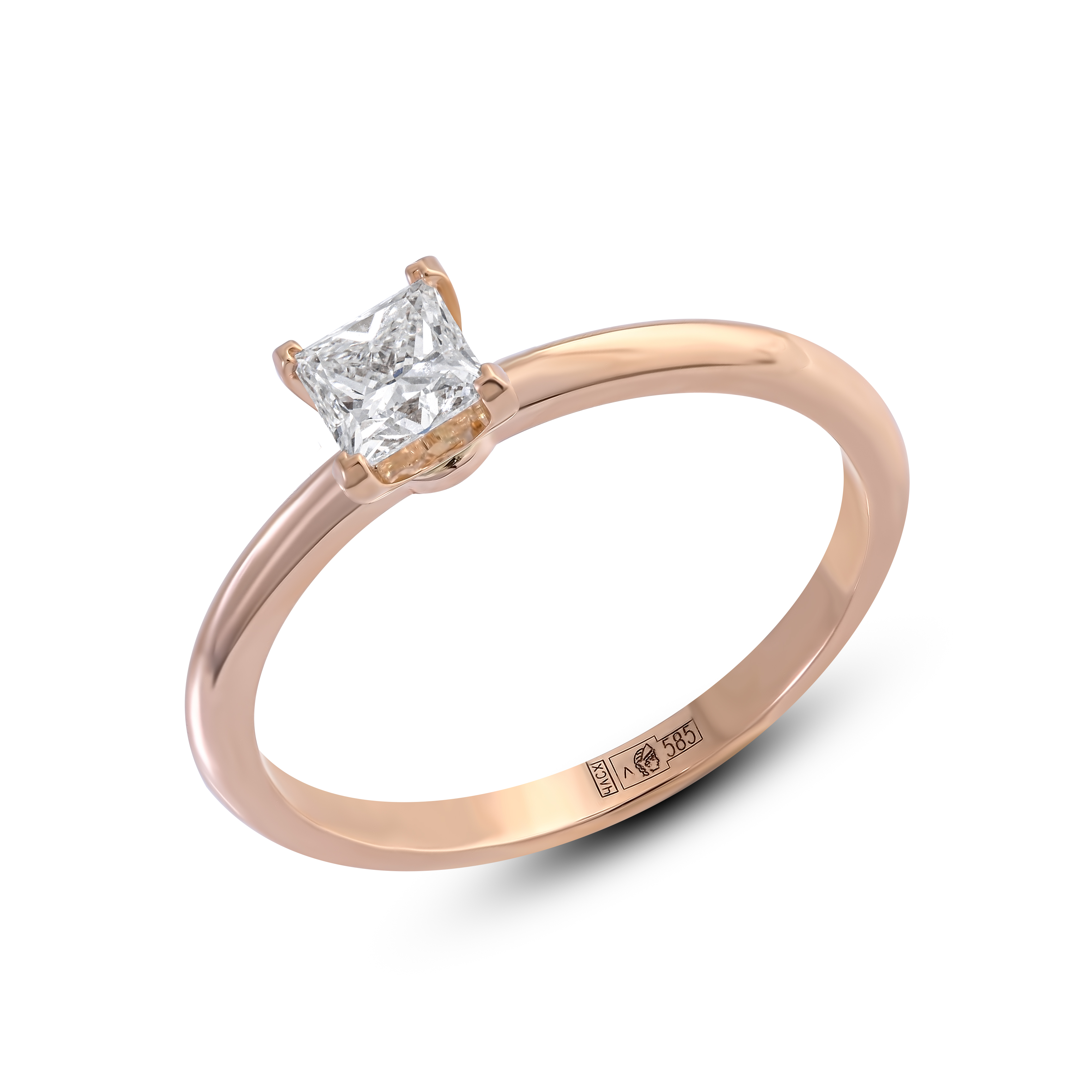 Inel din aur roșu cu pietre Diamant