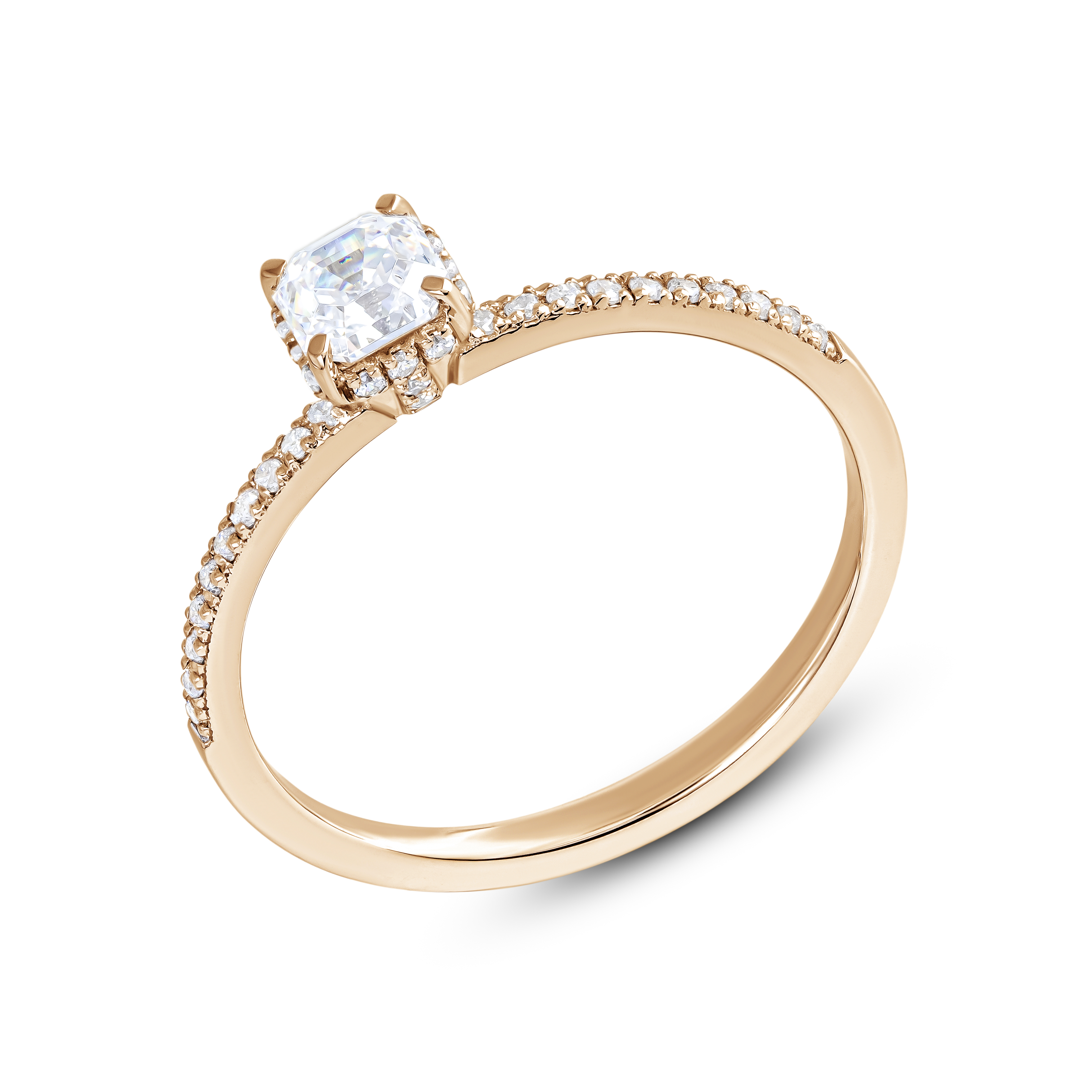 Кольцо из красного золота с камнями Бриллиант