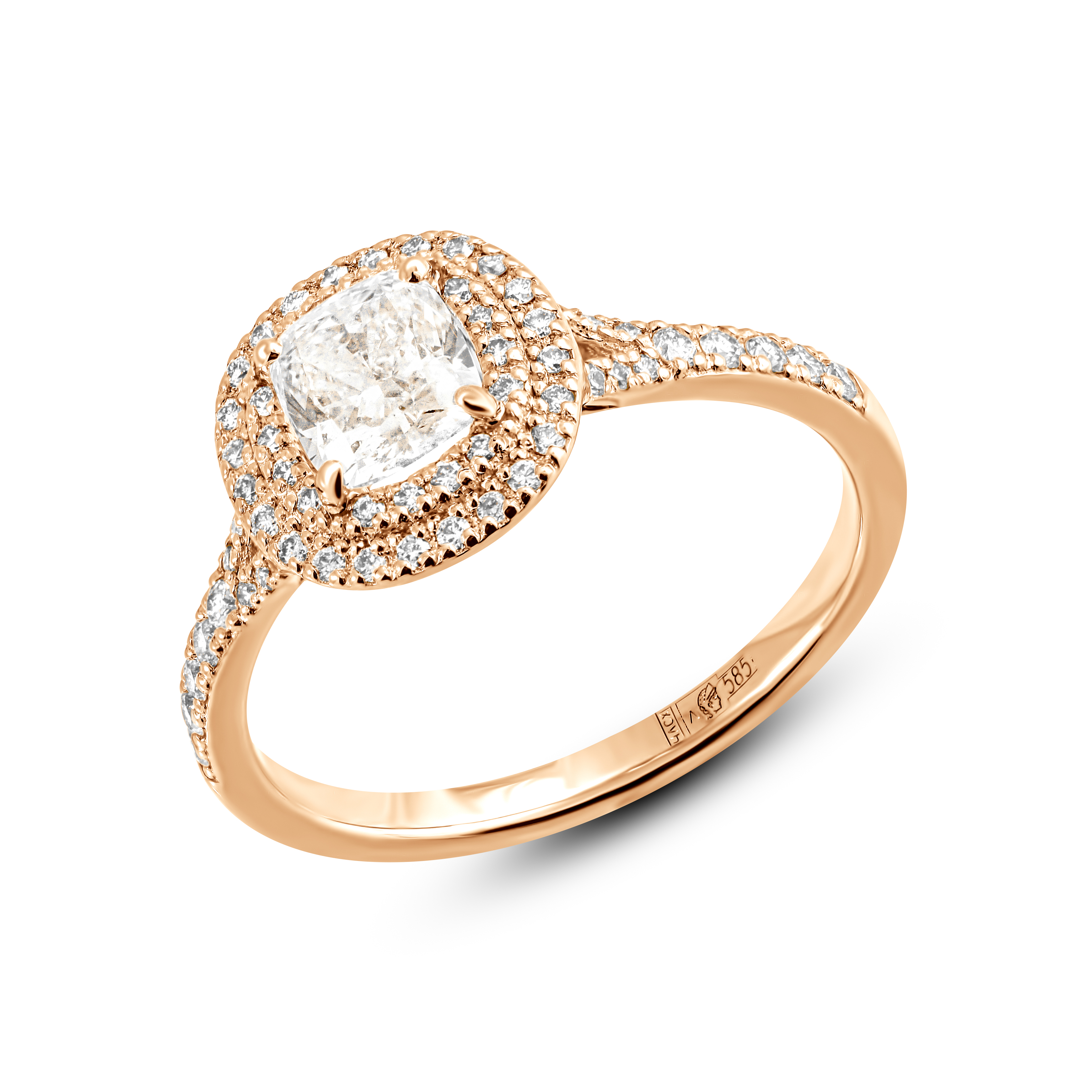 Кольцо из красного золота с камнями Бриллиант