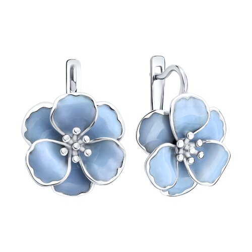 Серьги из серебра с камнями Эмаль