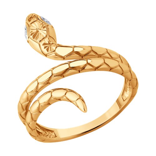 Inel din aur roșu cu pietre Cubic Zirconia Incolor