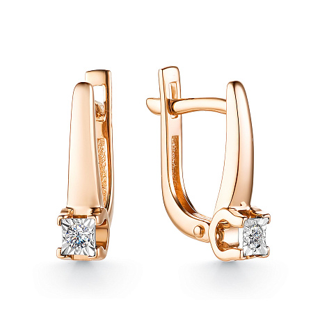 Cercei din aur roșu cu pietre Diamant