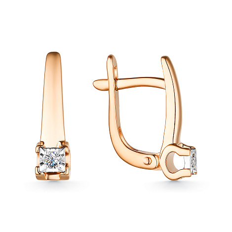 Cercei din aur roșu cu pietre Diamant