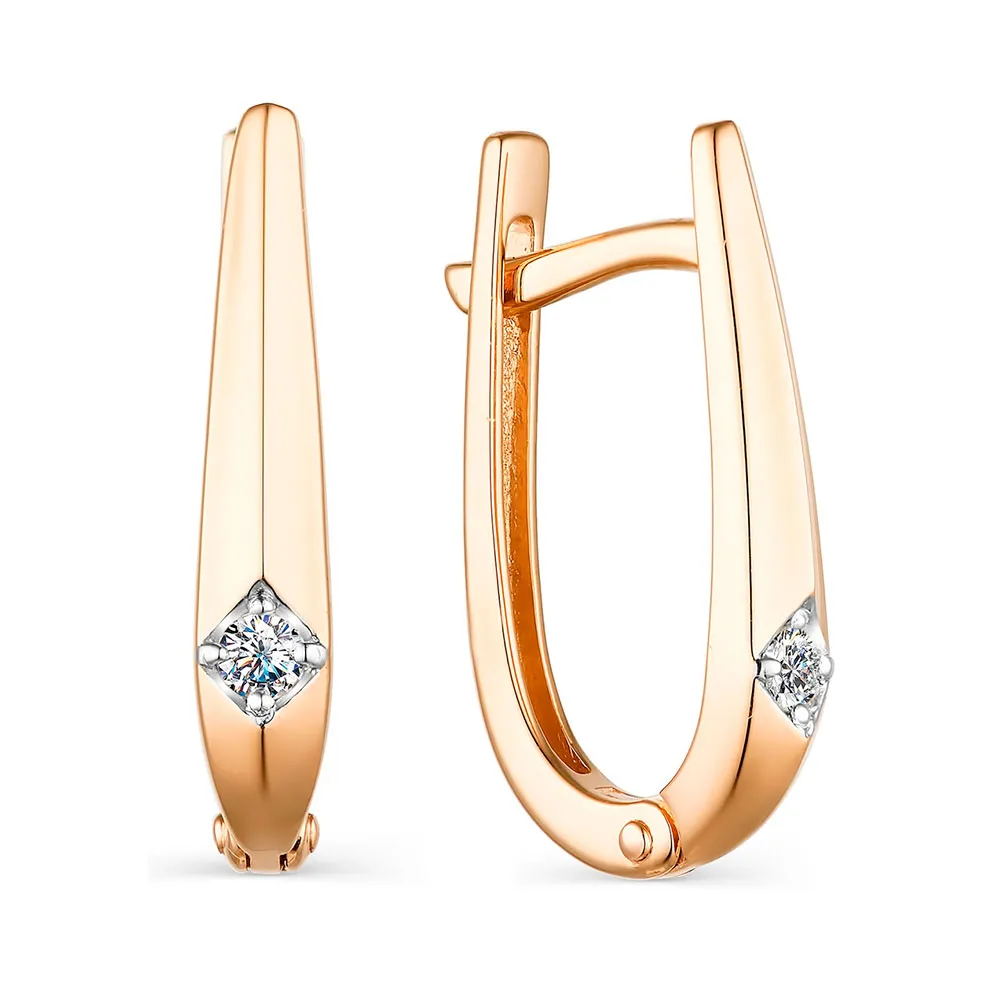 Cercei din aur roșu cu Diamant