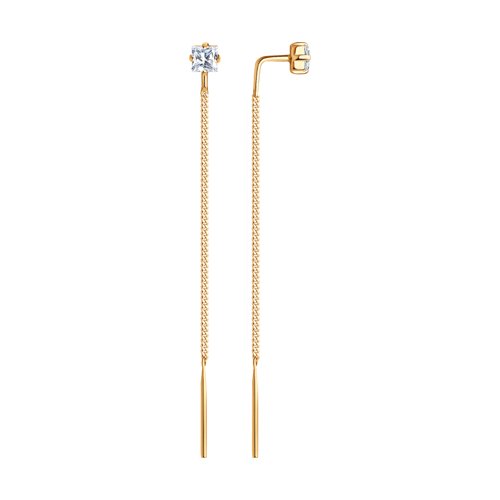 Cercei Lanț din aur roșu cu pietre Cubic Zirconia Incolor