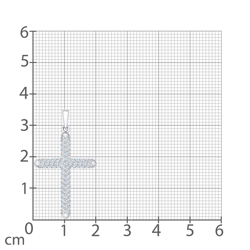 Cruce din aur alb cu pietre Cubic Zirconia Incolor