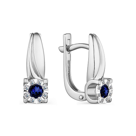 Cercei din aur alb cu pietre Diamant, Safir
