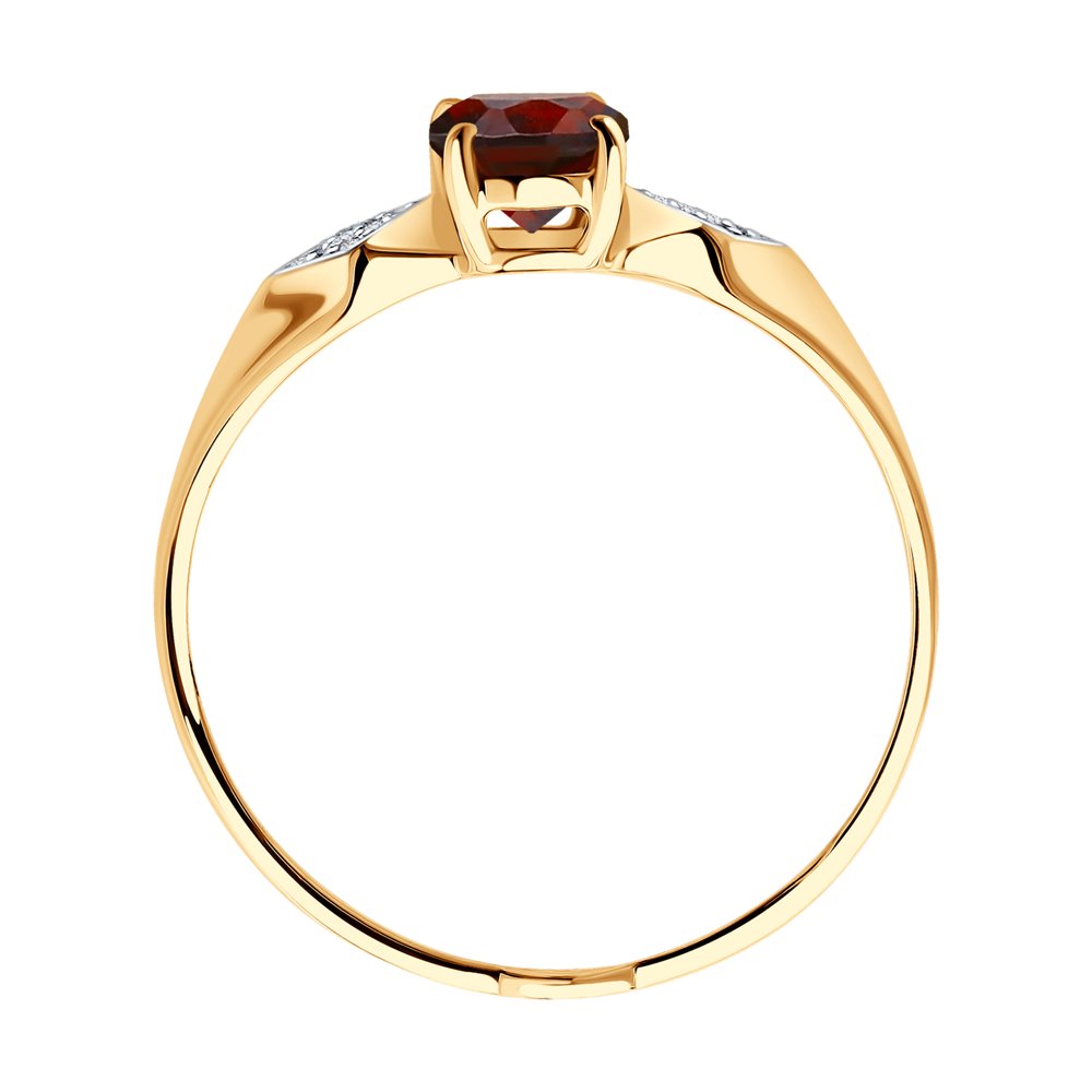 Inel din aur roșu cu pietre Cubic Zirconia Incolor, Granat