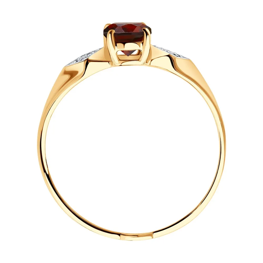 Inel din aur roșu cu Cubic Zirconia Incolor, Granat