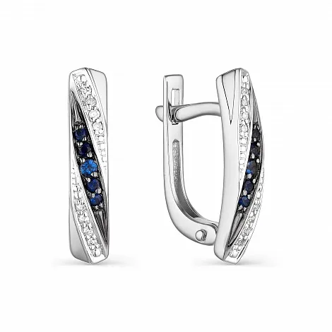Cercei din aur alb cu Diamant, Safir