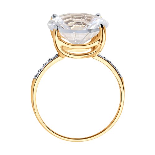 Inel din aur roșu cu pietre Cubic Zirconia Incolor, Cristal de munte