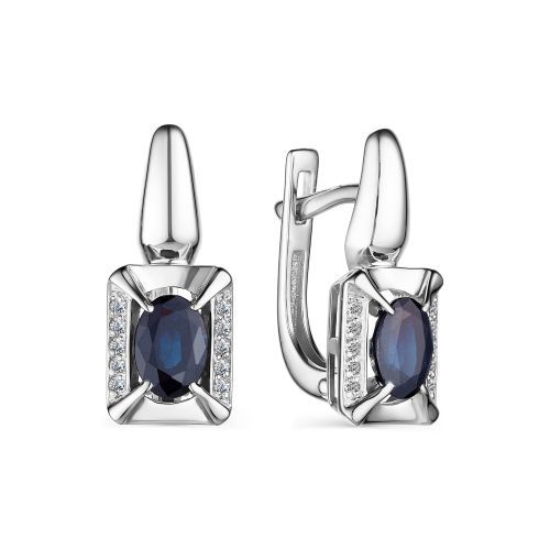 Cercei din aur alb cu pietre Diamant, Safir