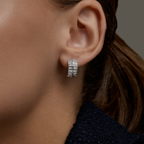 Серьги Конго из белого золота с камнями Бриллиант