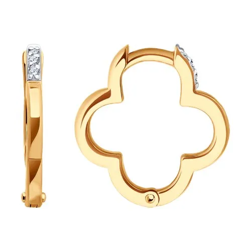 Cercei Creole din aur roșu cu Cubic Zirconia Incolor