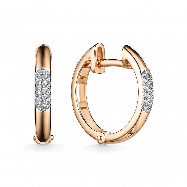 Серьги Конго из красного золота с камнями Бриллиант