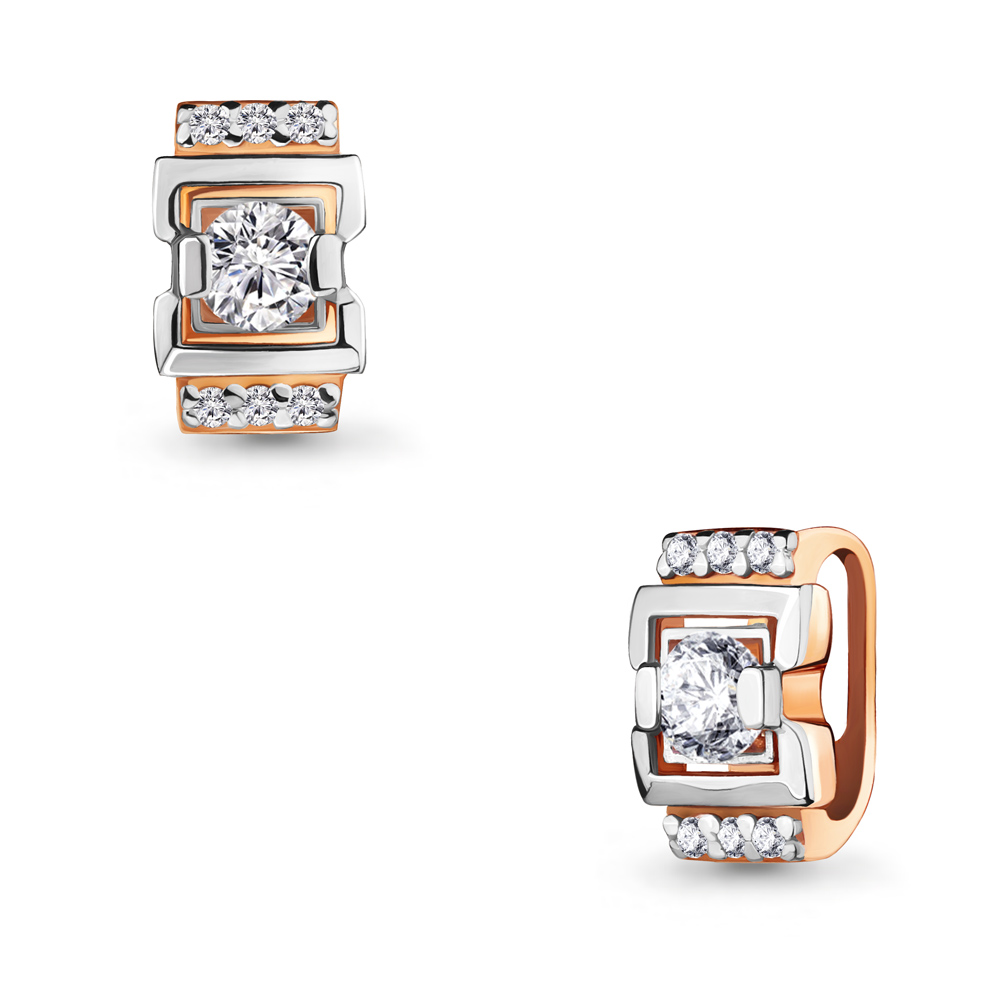 Pandantiv din aur roșu cu pietre Cubic Zirconia Incolor