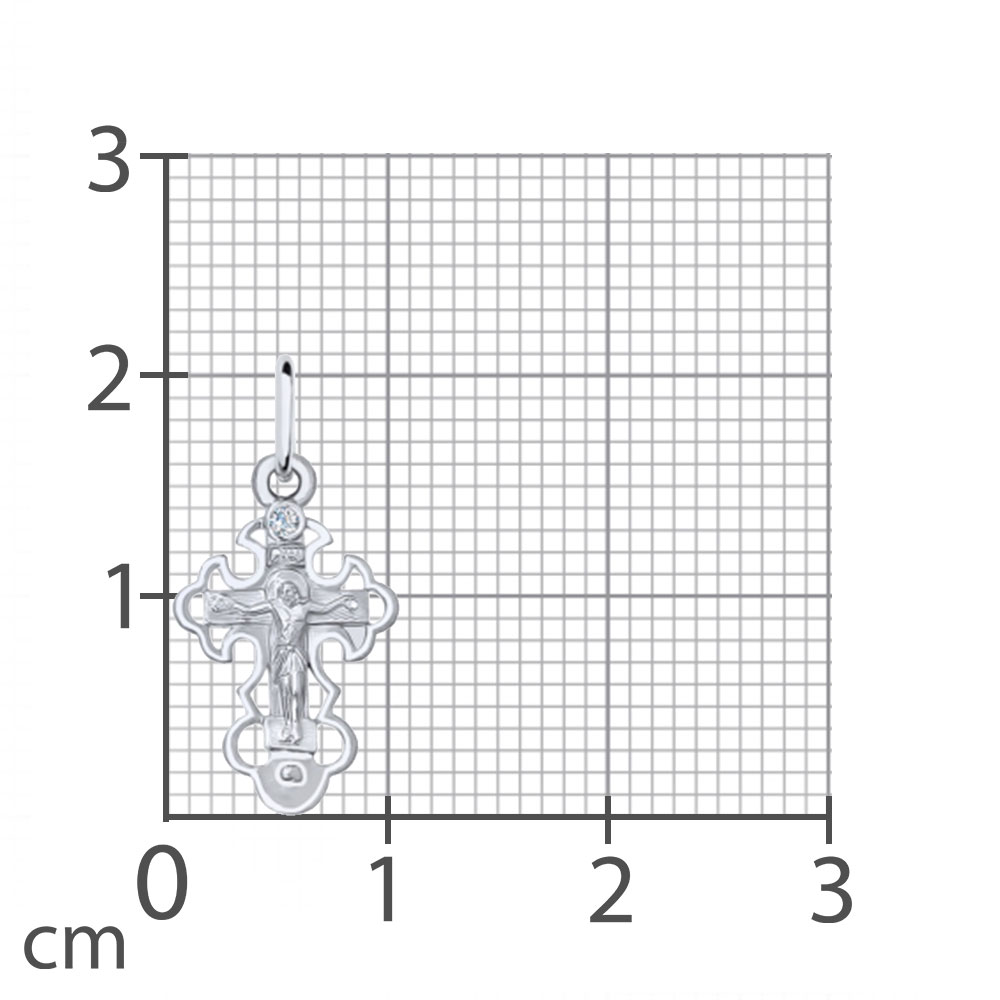 Cruce din aur alb cu pietre Cubic Zirconia Incolor