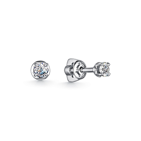 Cercei Pusete din aur alb cu pietre Diamant