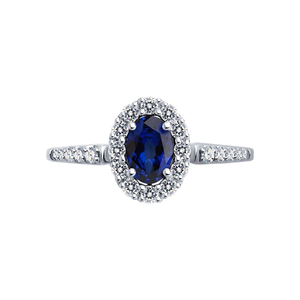 Inel din aur alb cu pietre Diamant, Safir