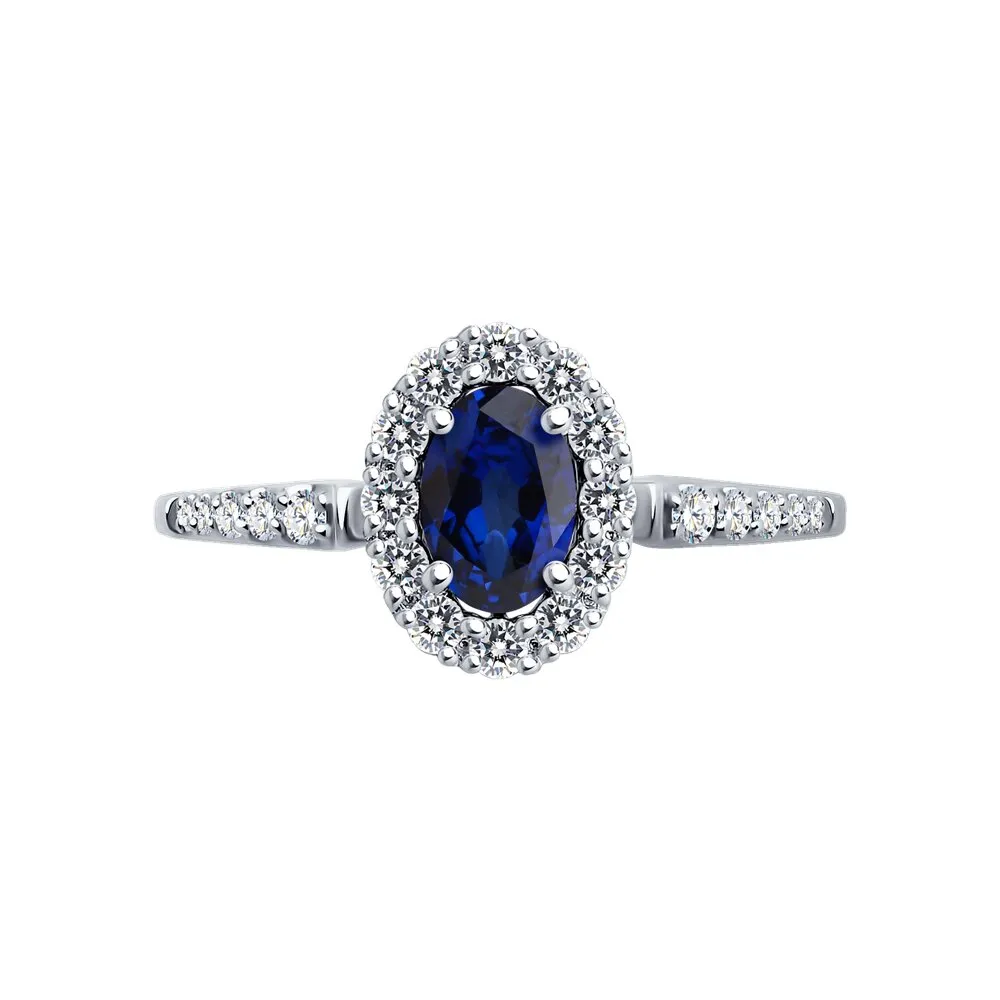 Inel din aur alb cu Diamant, Safir