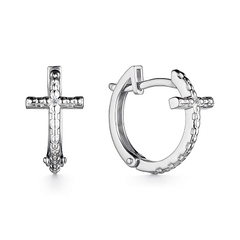 Cercei Creole din aur alb cu pietre Diamant