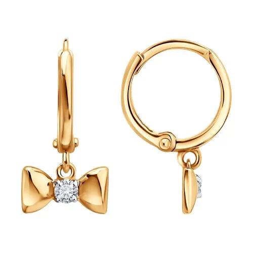 Cercei Creole din aur roșu cu Cubic Zirconia Incolor