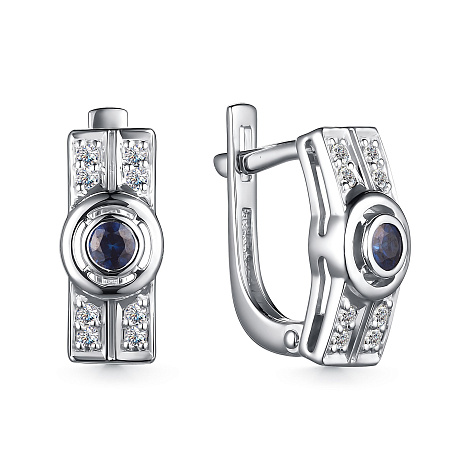 Cercei din aur alb cu pietre Diamant, Safir