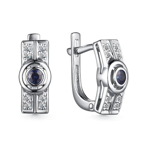 Cercei din aur alb cu Diamant, Safir
