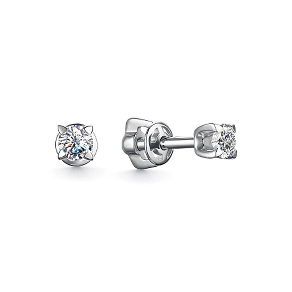 Cercei Pusete din aur alb cu pietre Diamant