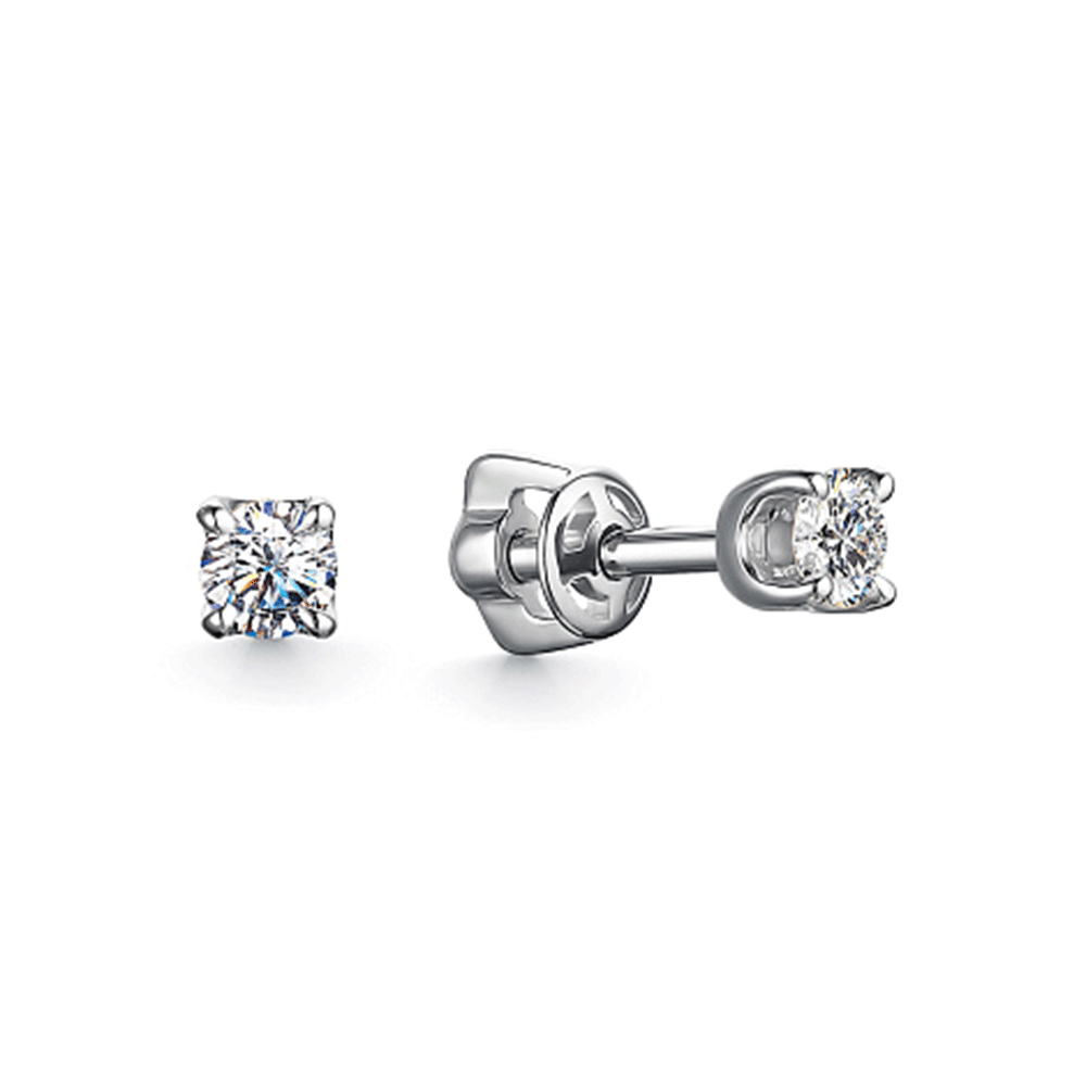 Cercei Pusete din aur alb cu pietre Diamant